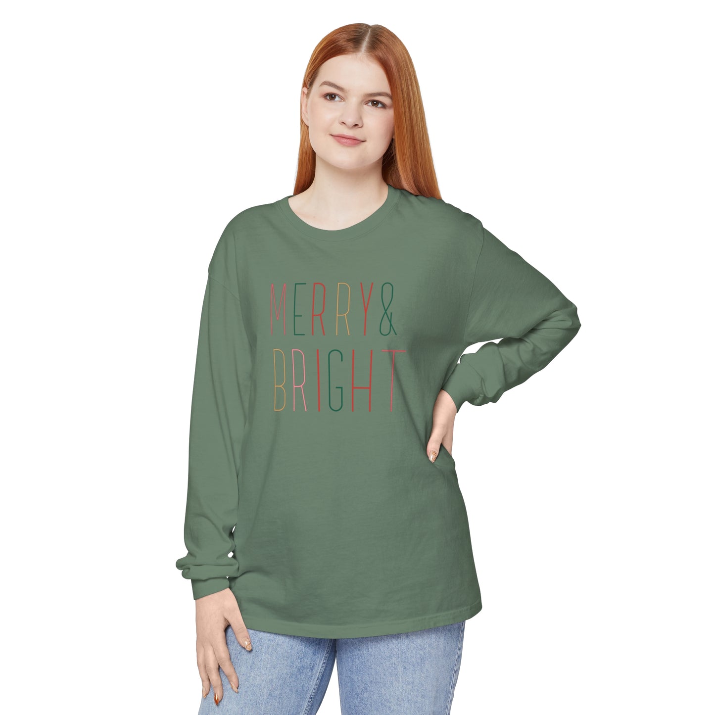 Merry & Bright Unisex Garment-dyed Comfort Colors Long Sleeve T-Shirt