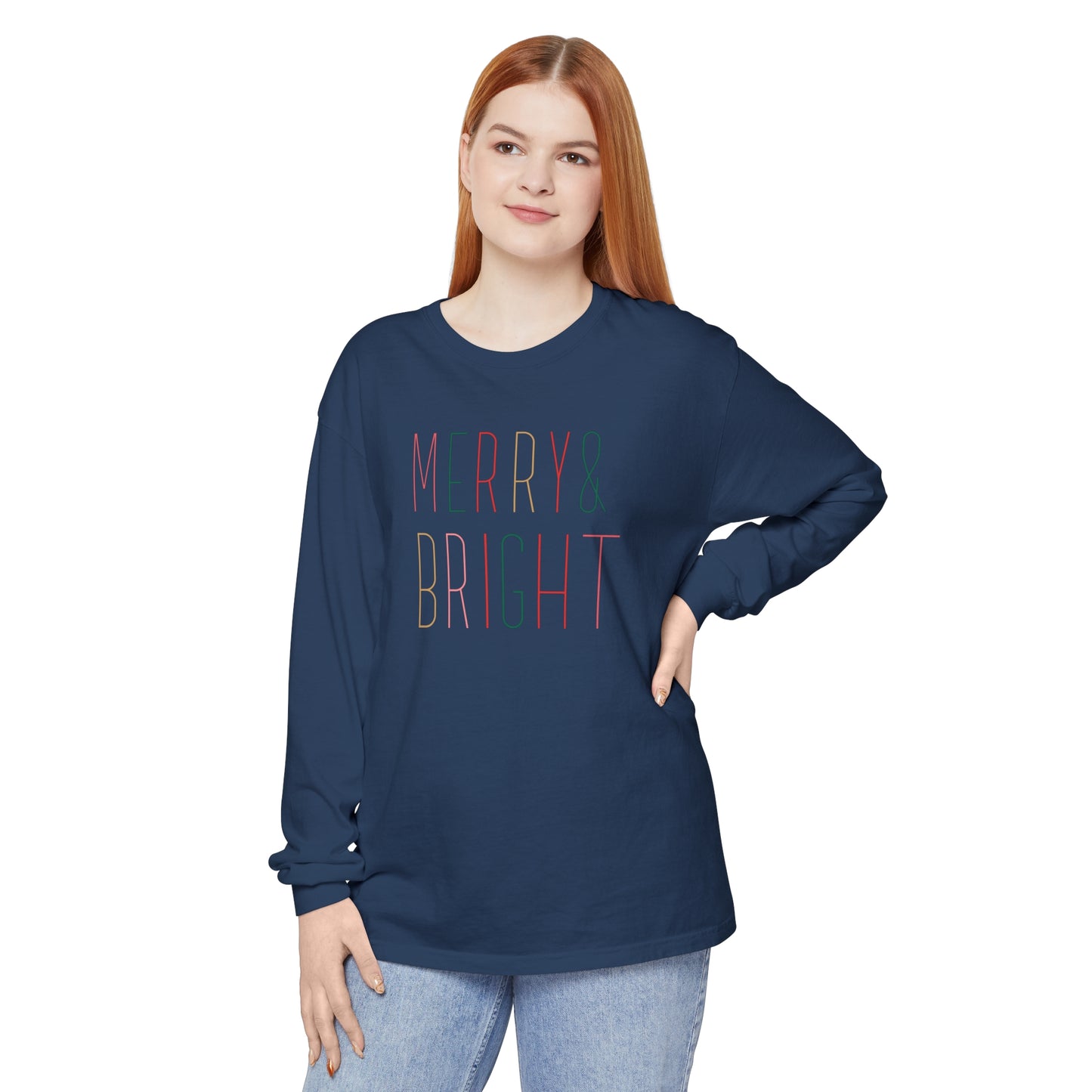 Merry & Bright Unisex Garment-dyed Comfort Colors Long Sleeve T-Shirt