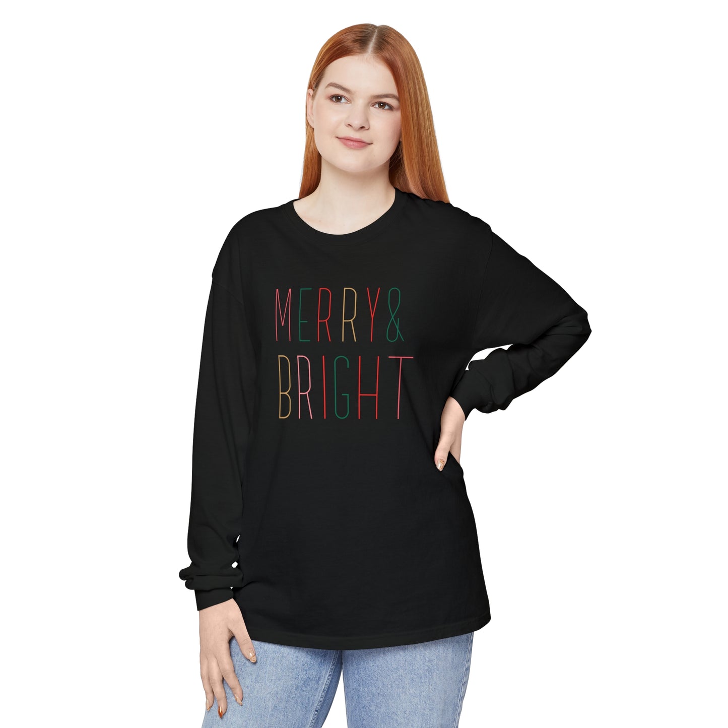 Merry & Bright Unisex Garment-dyed Comfort Colors Long Sleeve T-Shirt