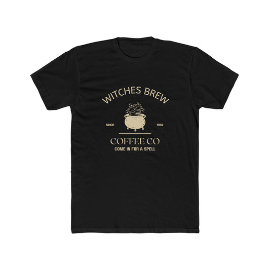 Witches Brew Coffee Cauldron Unisex Cotton Crew Tee